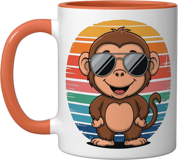 Retro Monkey With Sunglasses Monkey Vintage Style Ceramic Mug