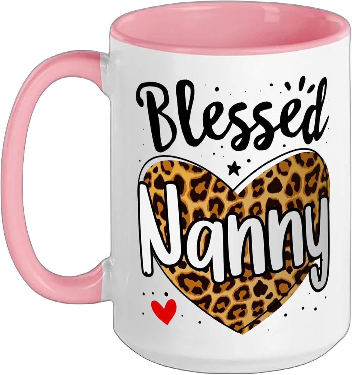 Blessed Nanny Leopard Print Heart Design Ceramic Mug