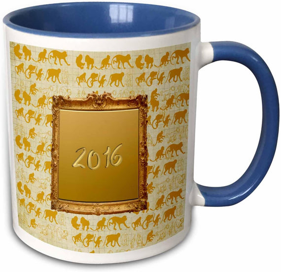 Elegant Gold Framed 2016 With Monkey Background Ceramic Mug