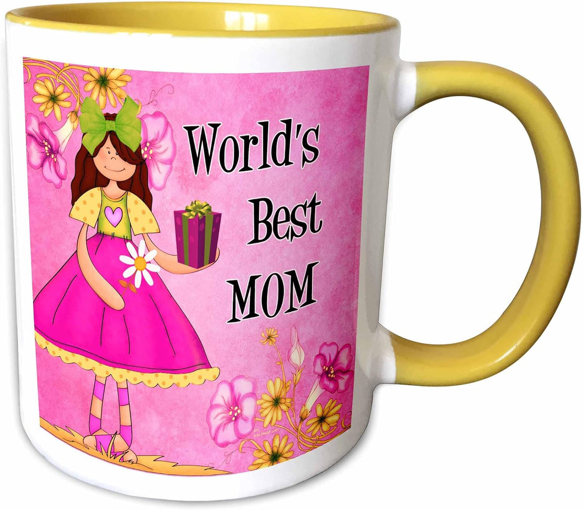 Worlds Best Mom In Pink Mothers Day Ceramic Mug
