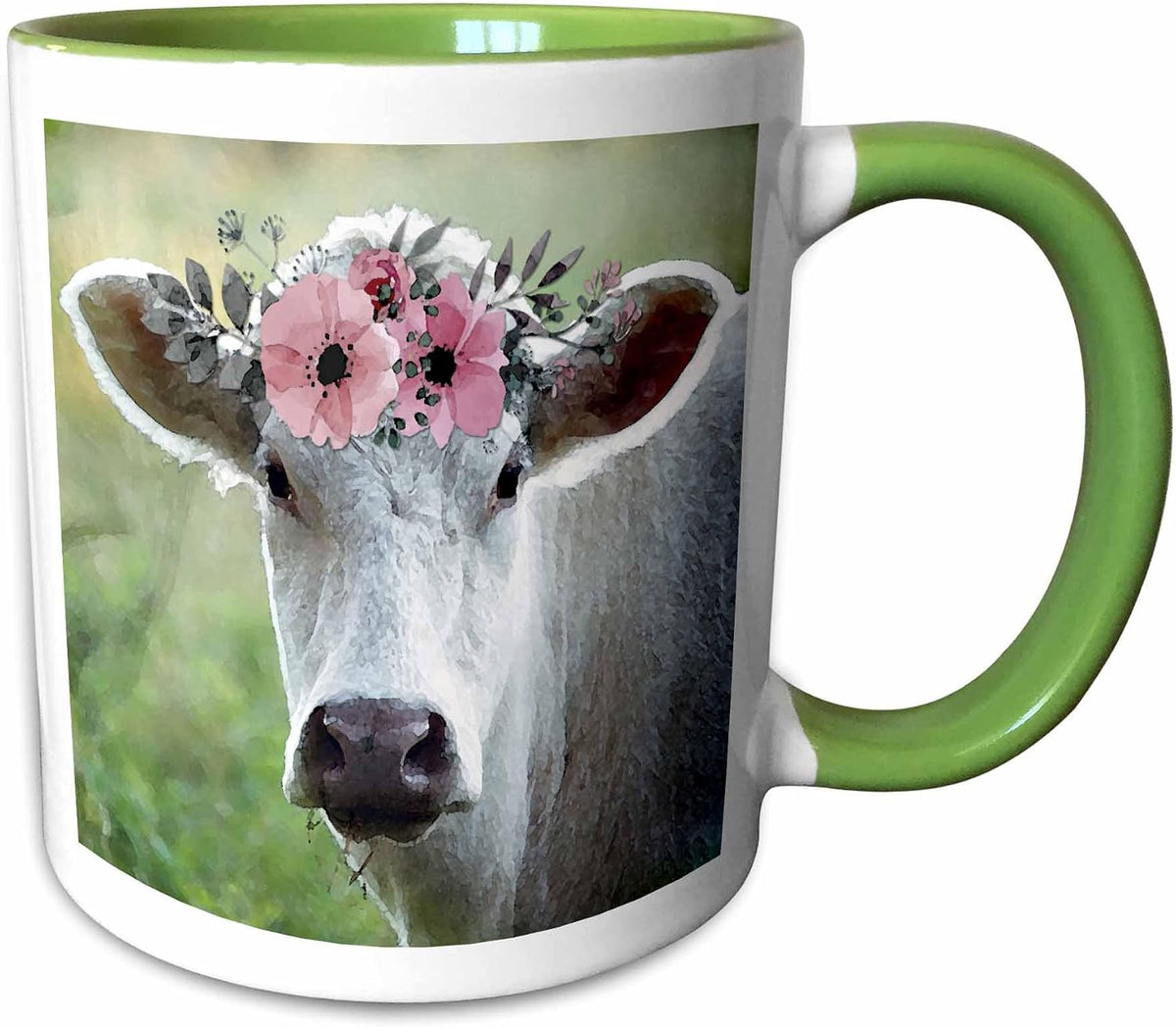 White Charolais Cow With Watercolor Effect Ceramic Mug