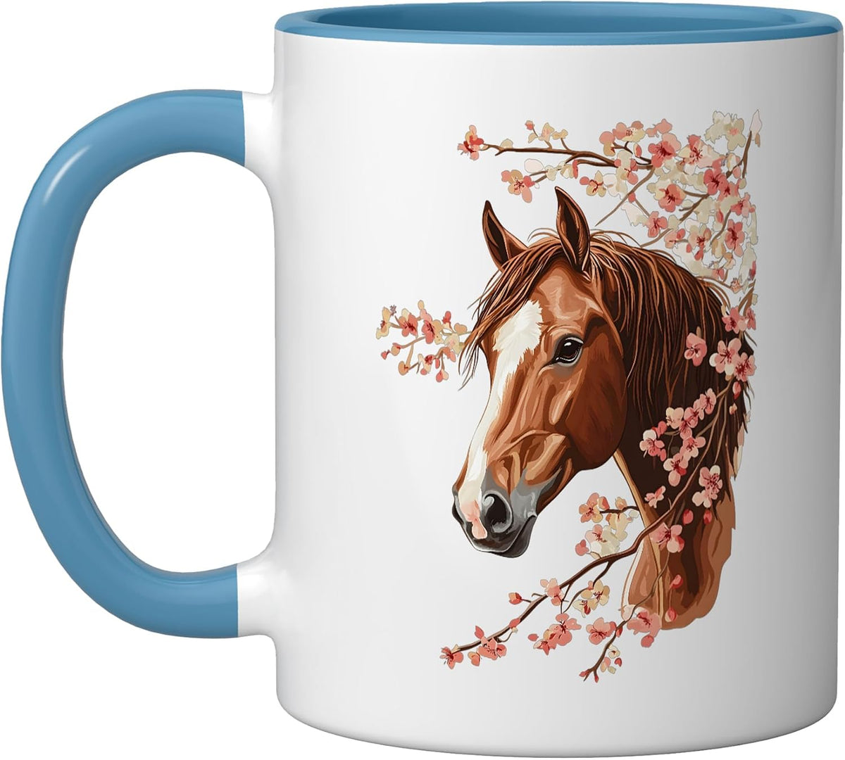 Cherry Blossoms - Watercolor Horse Ceramic Mug