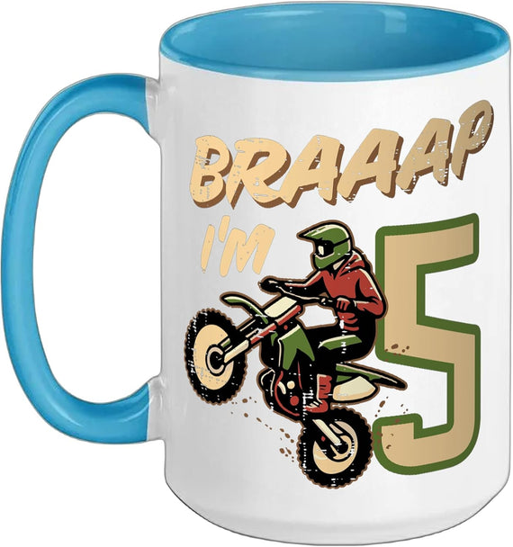 Braaap Im 5 Dirt Bike 5th Birthday Bday Motocross Boys Ceramic Mug