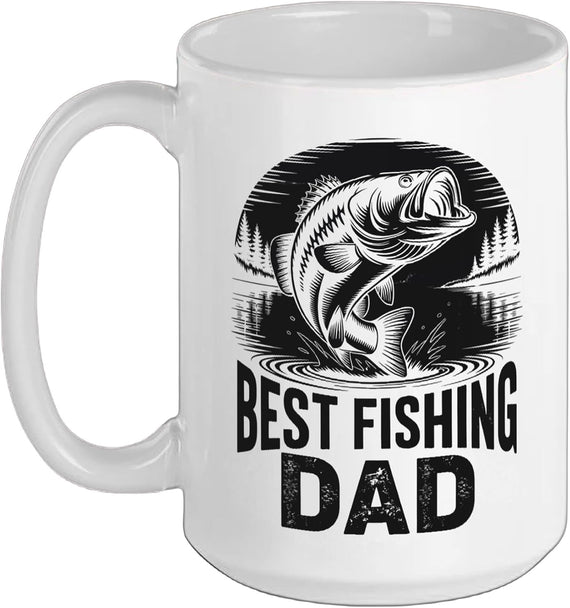 Best Fishing Dad Vintage Bass Fisherman Christmas Ceramic Mug