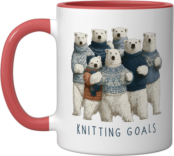 Knitting Goals Polar Bears In Cozy Knitted Cold Weather Gear Fall Mug