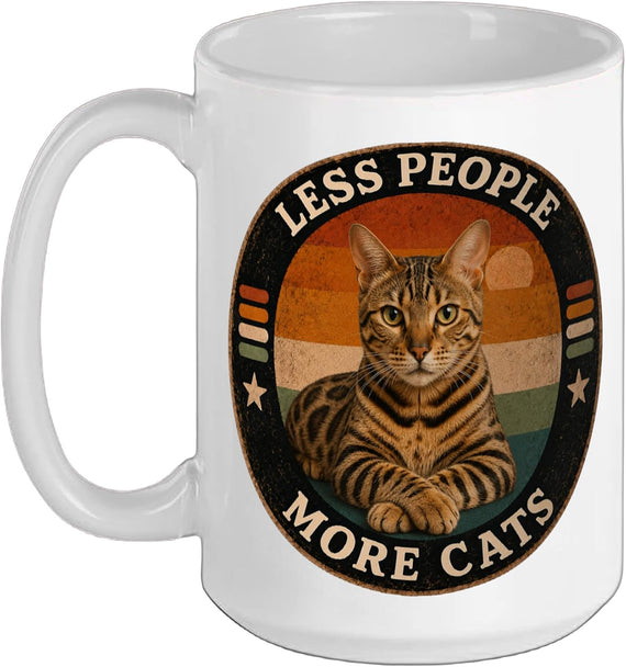 Bengal Cat Lovers Less People More Cats Retro Cat Shirt Ceramic Mug
