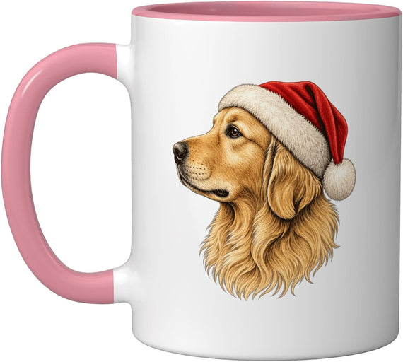 Golden Retriever Santa Hat Christmas Dog Portrait Ceramic Mug