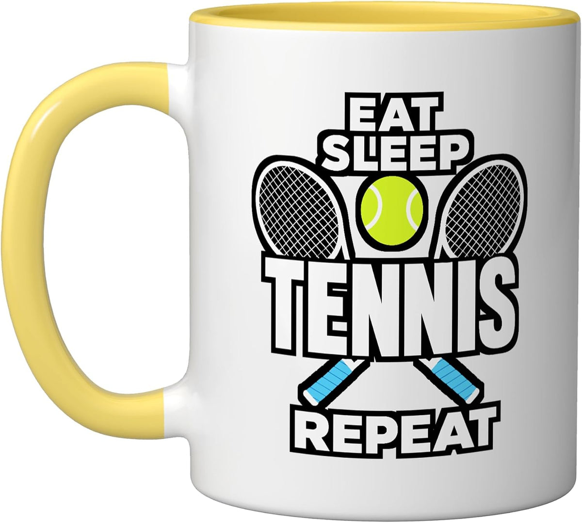 Eat Sleep Tennis Repeat Racquet Ball Player Ceramic Mug
