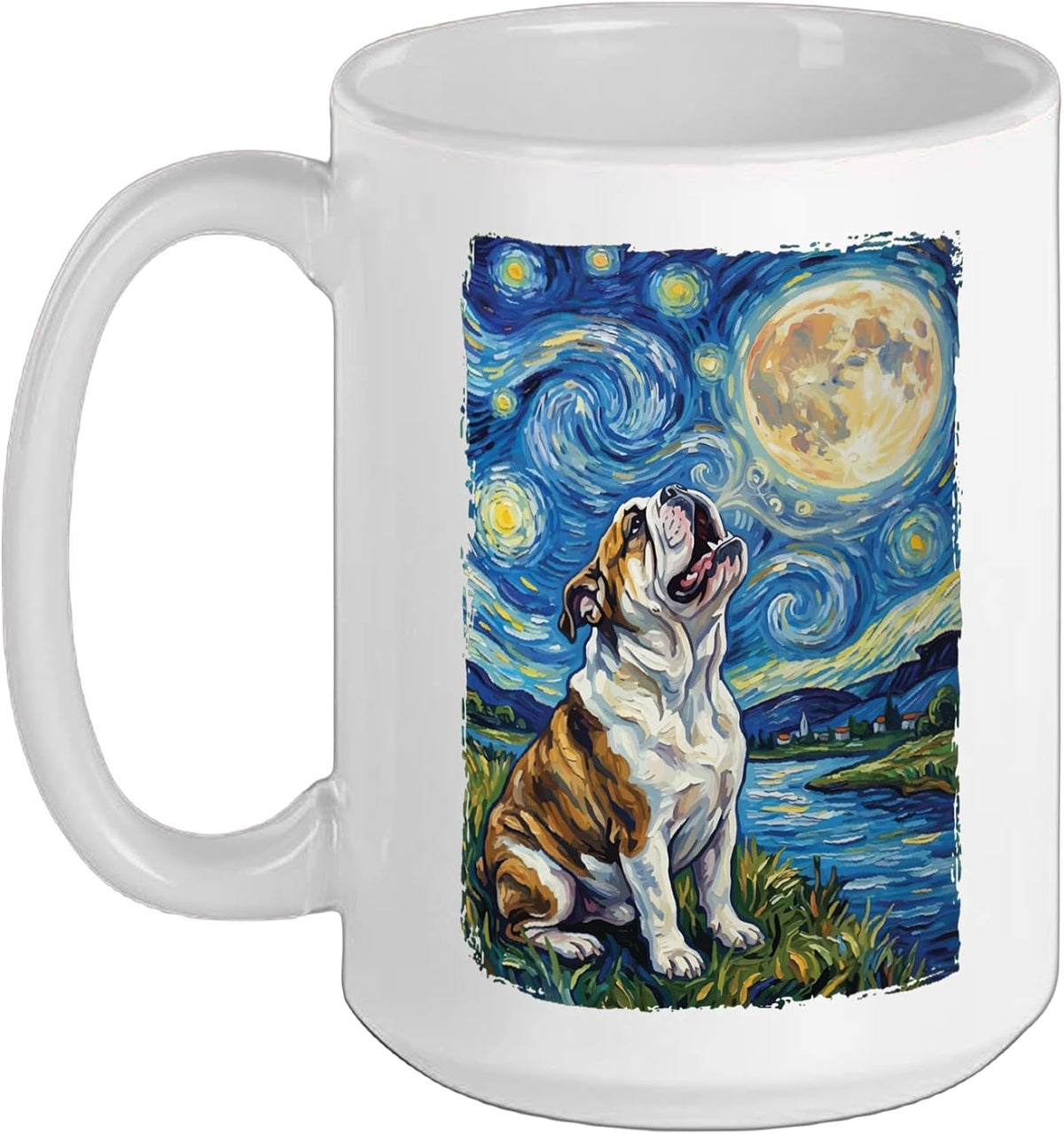 Bulldog Starry Night Howling Ceramic Mug