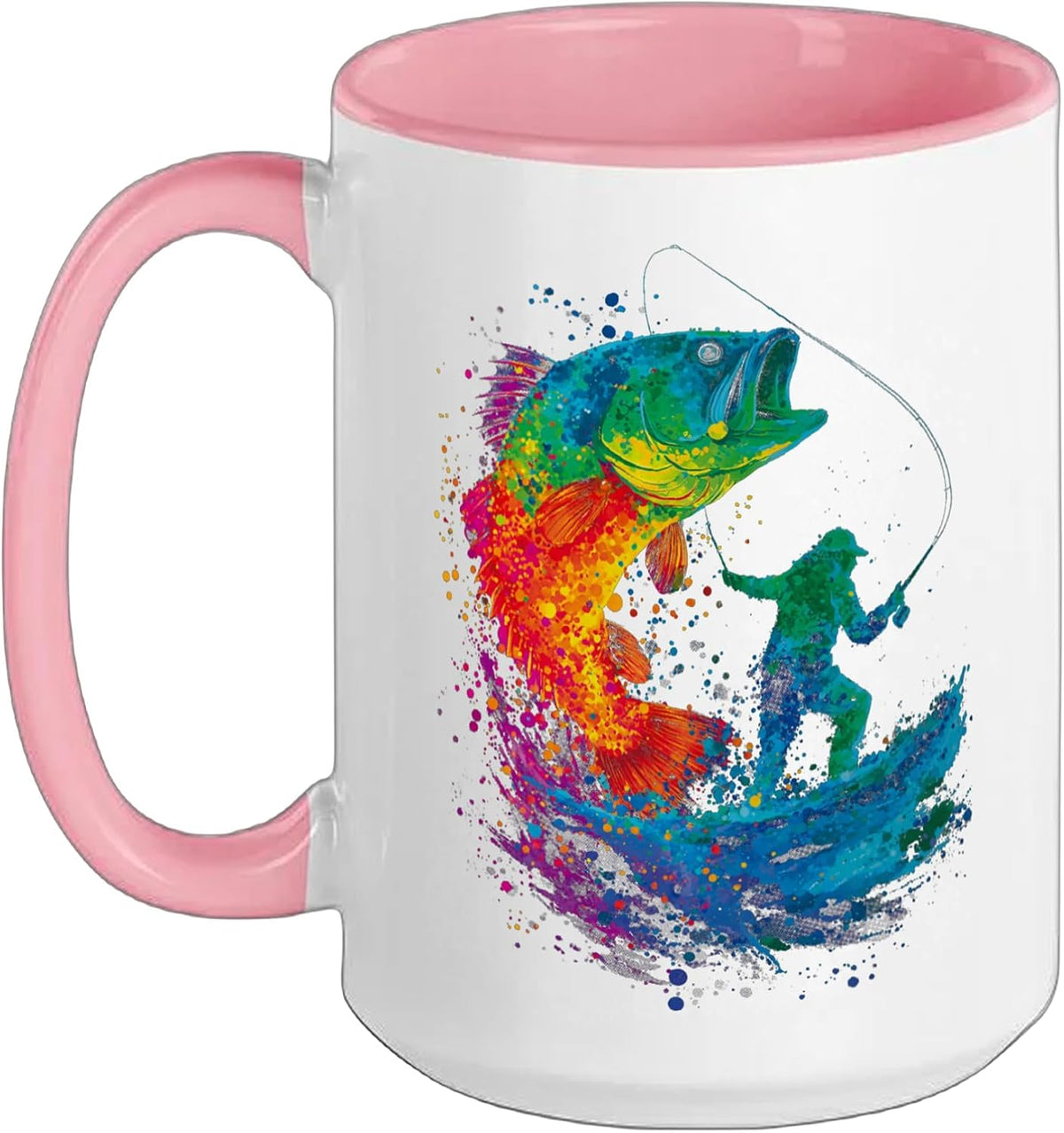 Colorful Bass Fishing Splash Design For Anglers Ceramic Mug