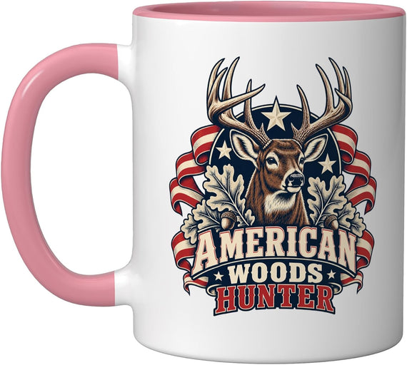Patriotic Deer Hunting Buck Antlers Usa Flag Ceramic Mug