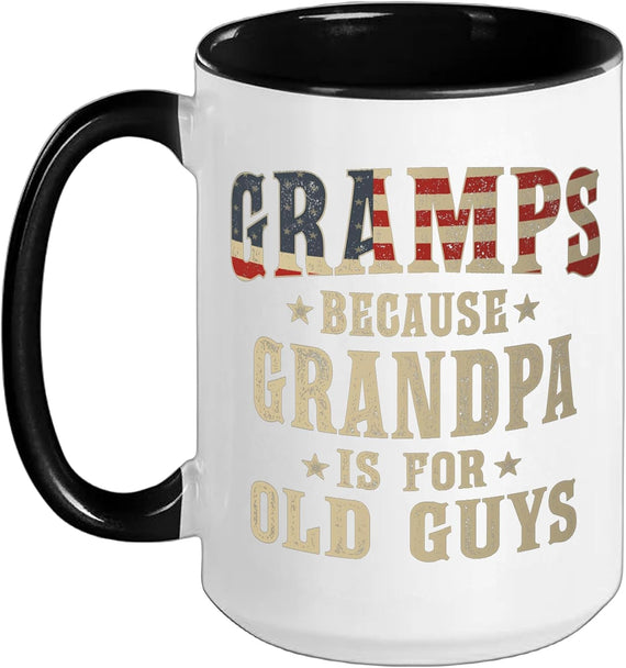 Gramps Because Grandpa Is For Old Guys Vintage Usa Flag Ceramic Mug