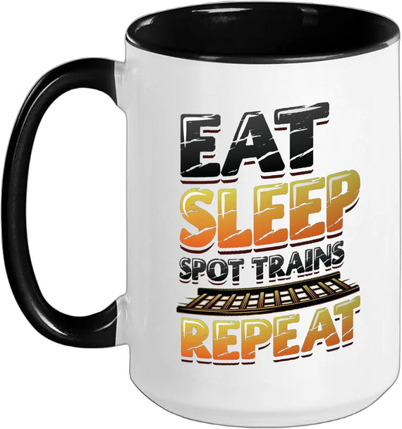 Trainspotting Eat Sleep Spot Trains Repeat Train Lover Ceramic Mug