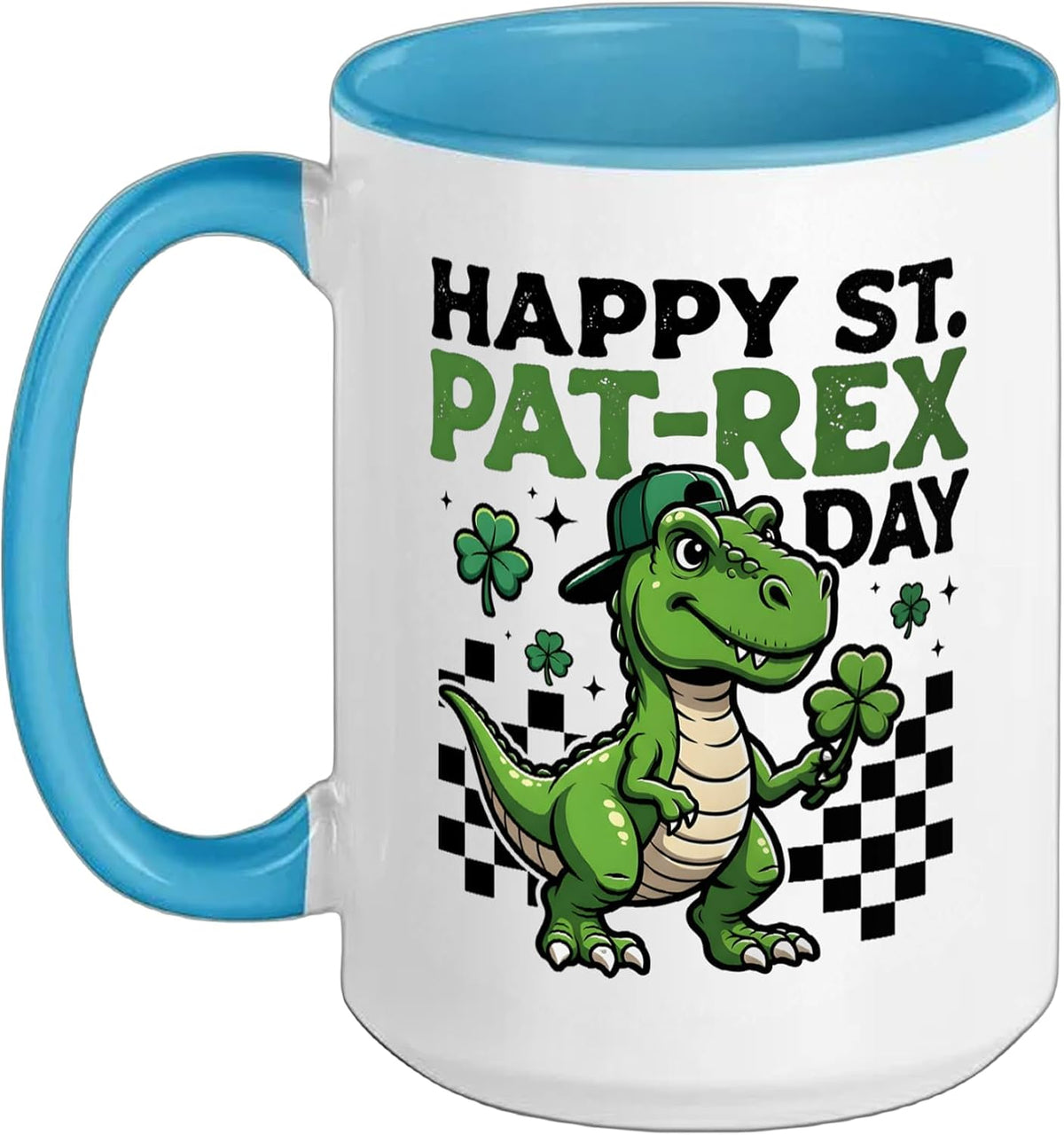 Funny Dinosaur Pat-Rex Clover Design For St. Patrick's Day Ceramic Mug