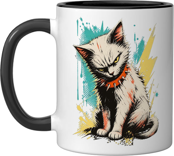 Punk Rock Cat Alternative Music Ceramic Mug