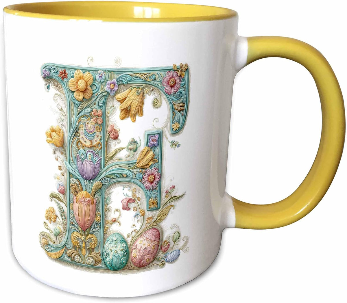 Easter Ornamental Monogram F Ceramic Mug