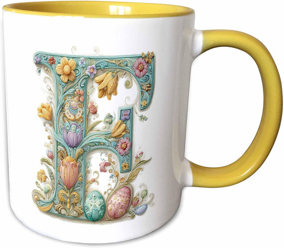 Easter Ornamental Monogram F Ceramic Mug