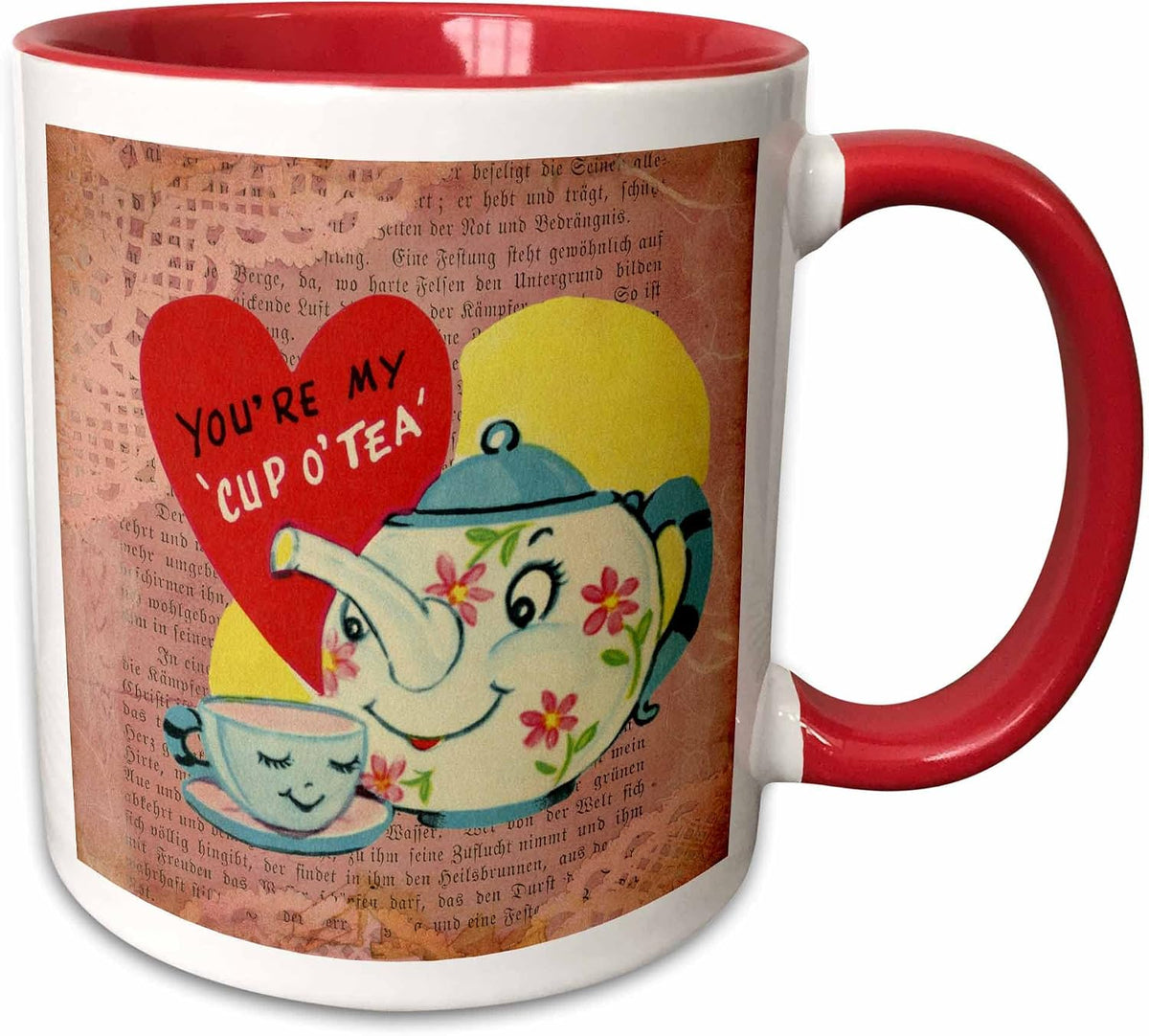 Vintage Teapot Valentine Ceramic Mug