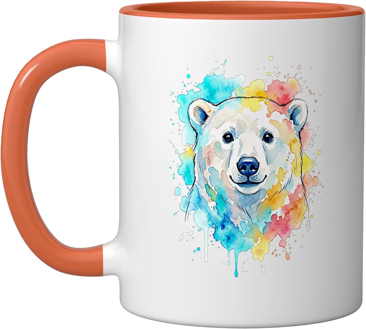 Cute Watercolor Polar Bear Colorful Splatter Art Ceramic Mug
