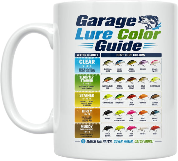 Fishing Lure Guide Mug - Garage Lure Color Chart - Ceramic Ceramic Mug