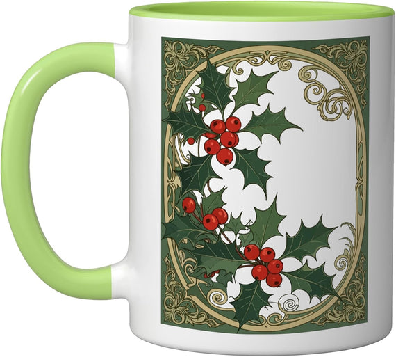 Holly Leaves Red Berries Christmas Ceramic Mug