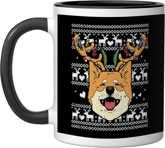 Shiba Inu Ugly Christmas Reindeer Dog Lover Ceramic Mug