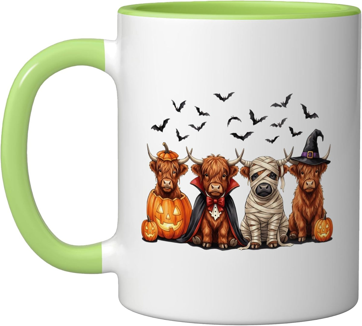 Halloween Highland Cow Pumpkin Spooky Season Costume Ceramic Mug