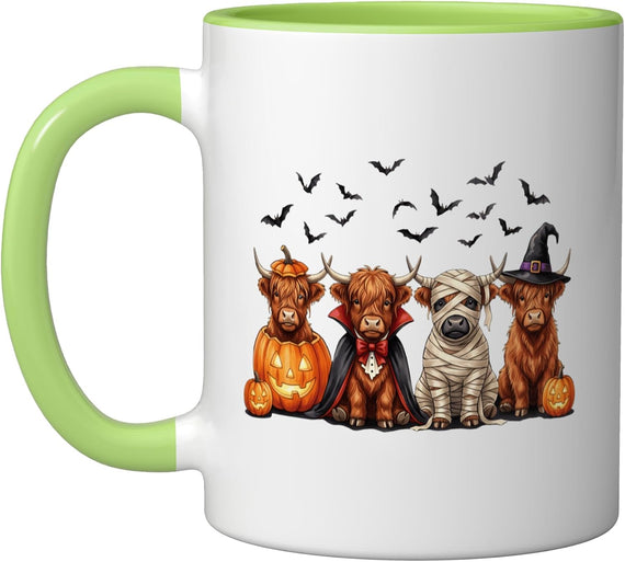 Halloween Highland Cow Pumpkin Spooky Season Costume Ceramic Mug