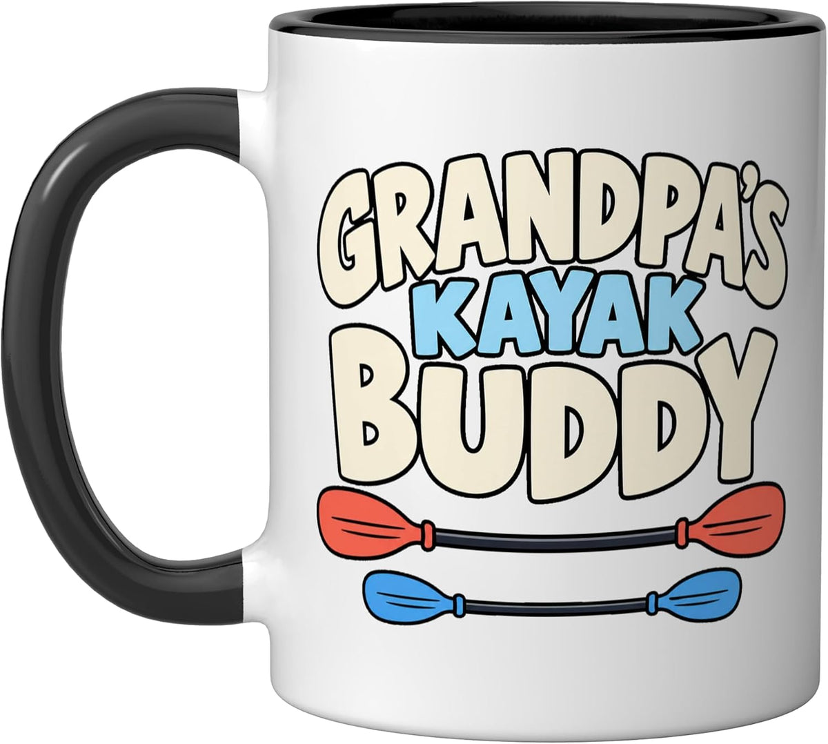 Kayaking Kids Grandpa Buddy Grandchildren River Paddling Ceramic Mug