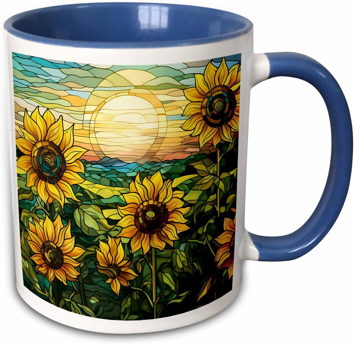 Pretty Image Of Stained Glass Sunflower Ceramic Mug