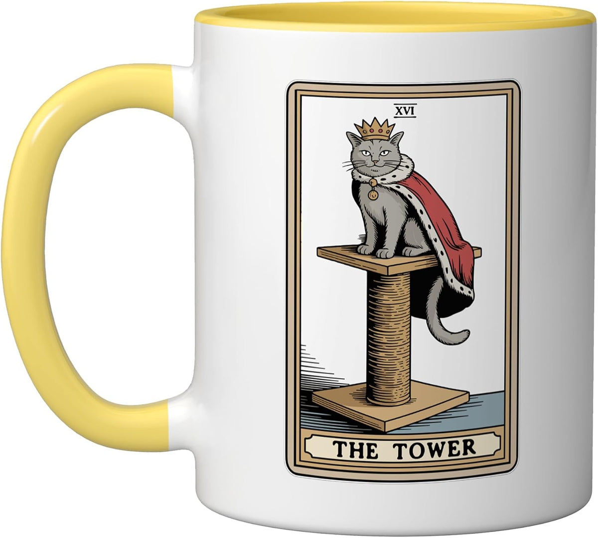 The Tower Tarot Card Mystic Cat Scratching Post Tree Cat Ceramic Mug