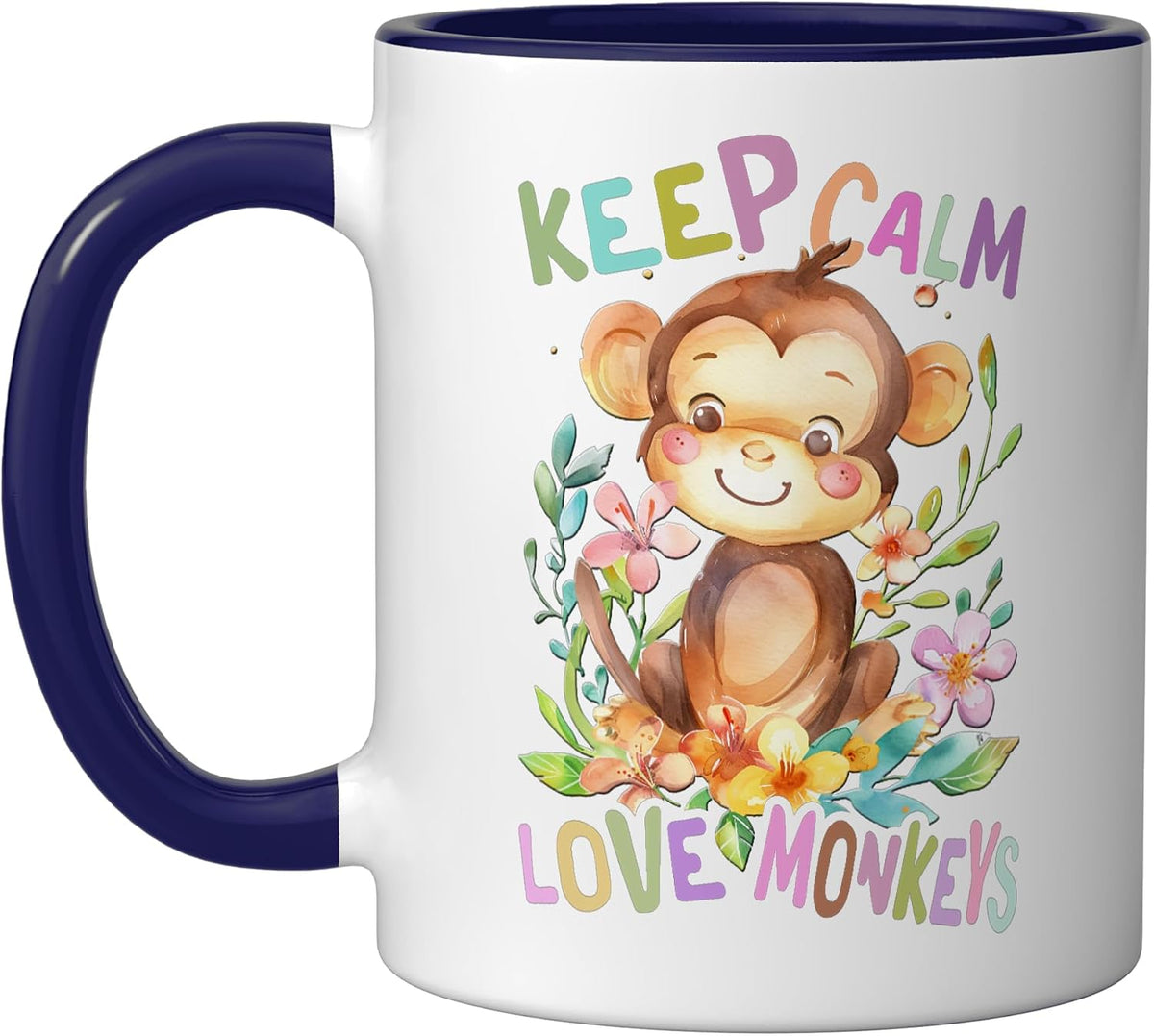 Baby Monkey With Flowers Love Monkeys Ape Banana Daughter Ceramic Mug