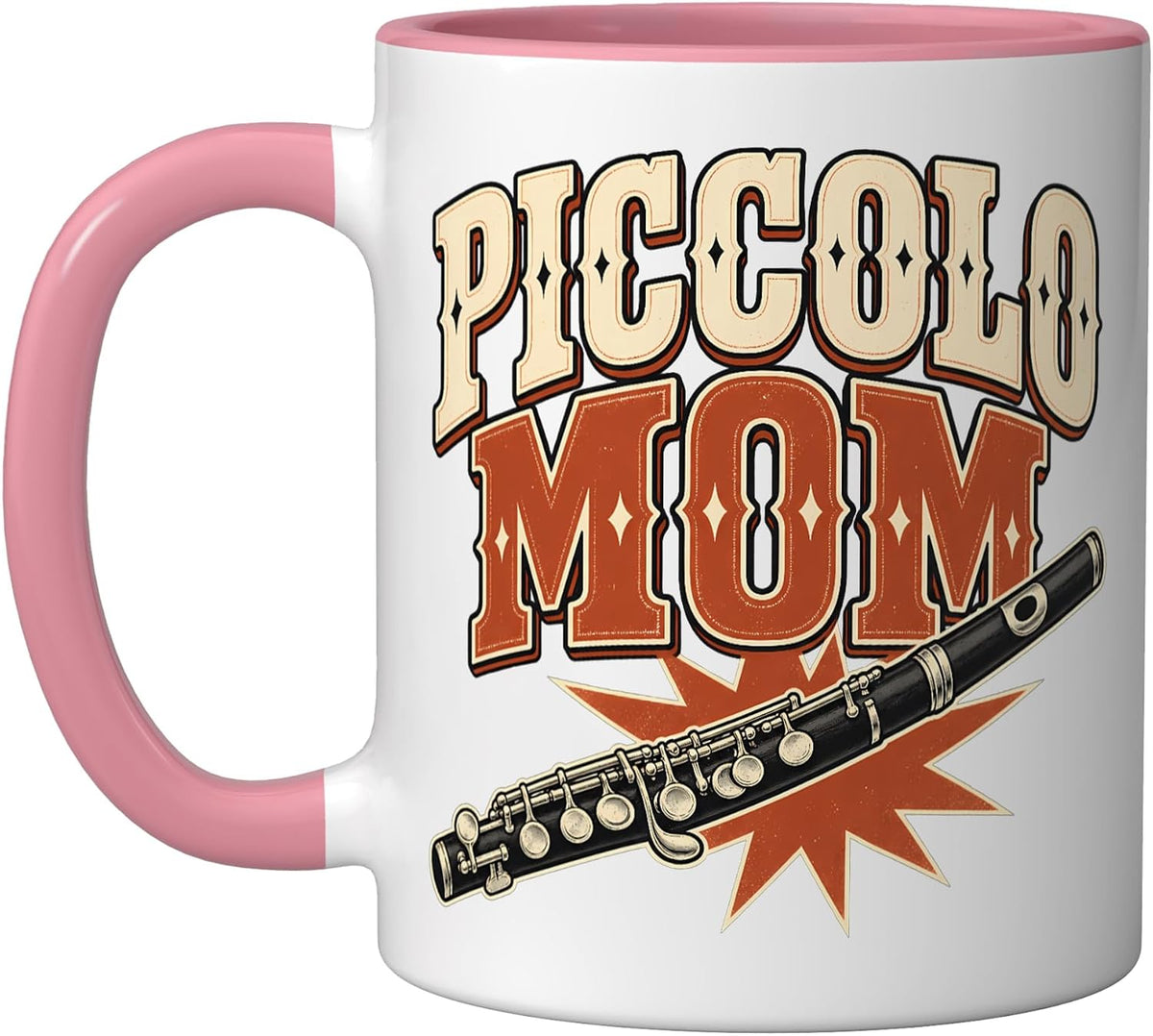Piccolo Mom Flute Player Marching Band Christmas Ceramic Mug
