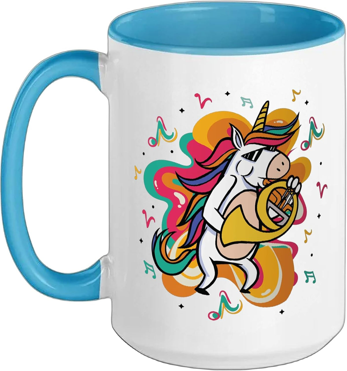 Unicorn Playing French Horn Ceramic Mug
