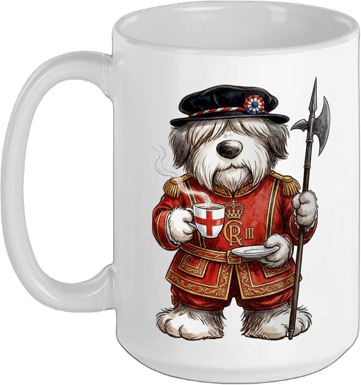 Cute Bobtail Dog Tower Of London Guardian England Ceramic Mug