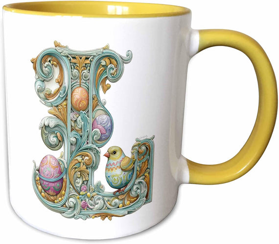 Easter Ornamental Monogram E Ceramic Mug