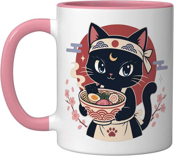Black Cat Ramen Chef Ceramic Mug