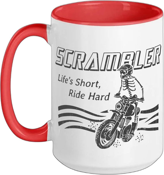 Vintage Scrambler Motorcycle Skeleton Rider Dirt Bike Ceramic Mug