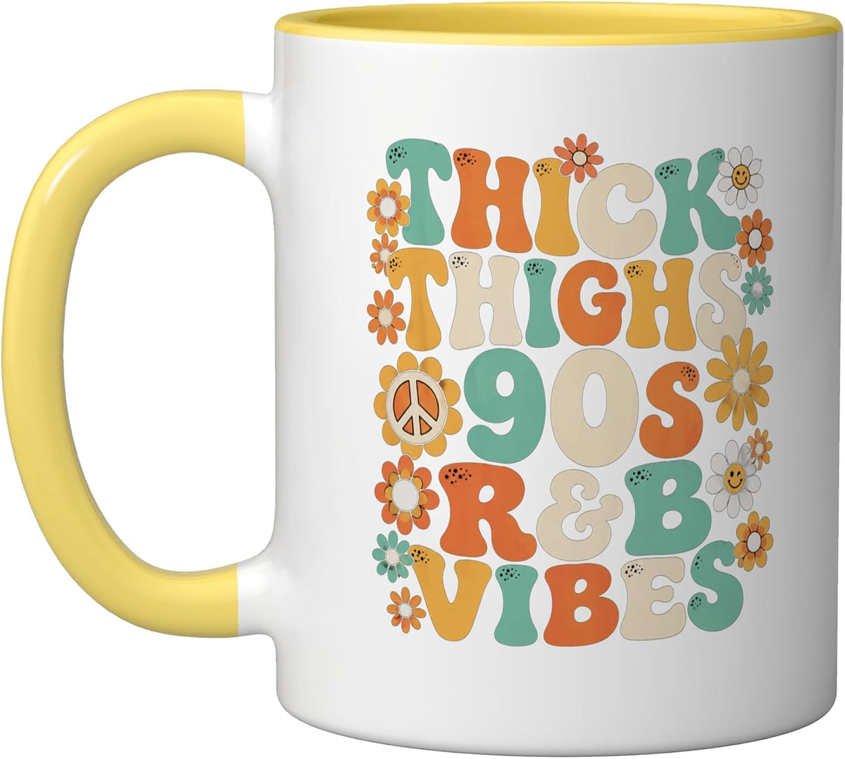 Thick Thighs 90s R&B Vibes Vintage Music Rhythm And Blue Ceramic Mug