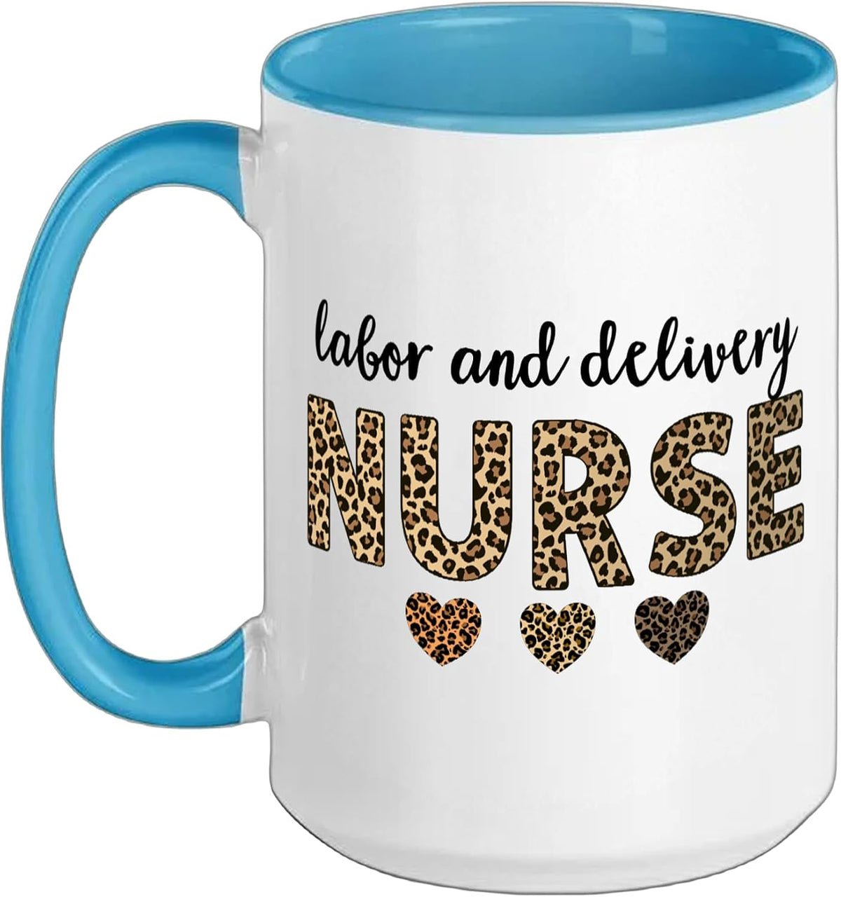 Labor And Delivery Nurse Leopard Hearts Team Squad Ceramic Mug