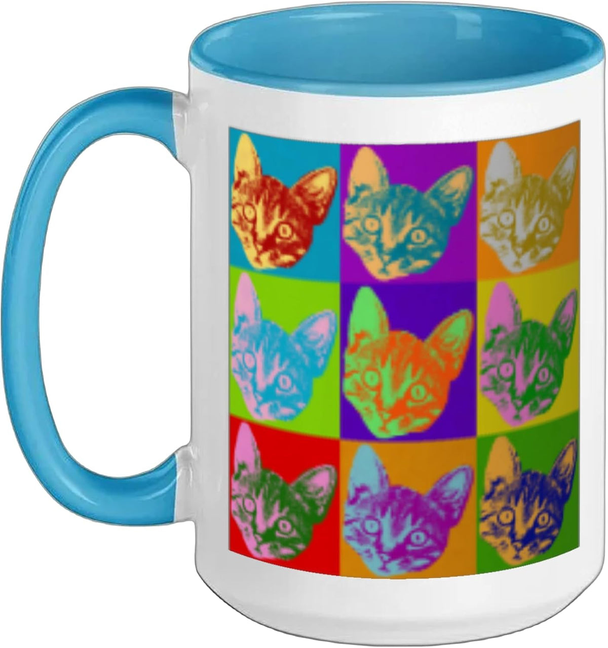 Cat Pop Art Retro Kitty Kitten Funny Cute Graphic Art Pet Ceramic Mug