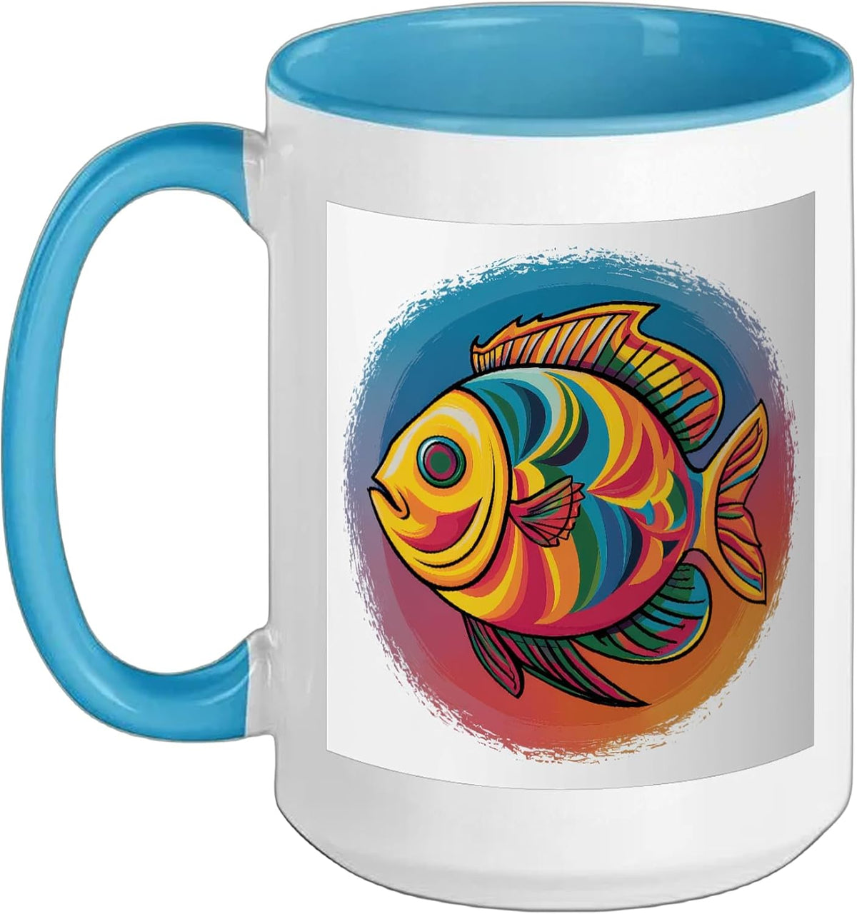 Abstract Fish Rainbow Illustration Ceramic Mug