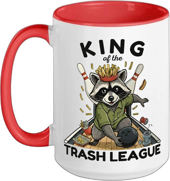 King Of The Trash League, Funny Raccoon Bowling Sports Ceramic Mug