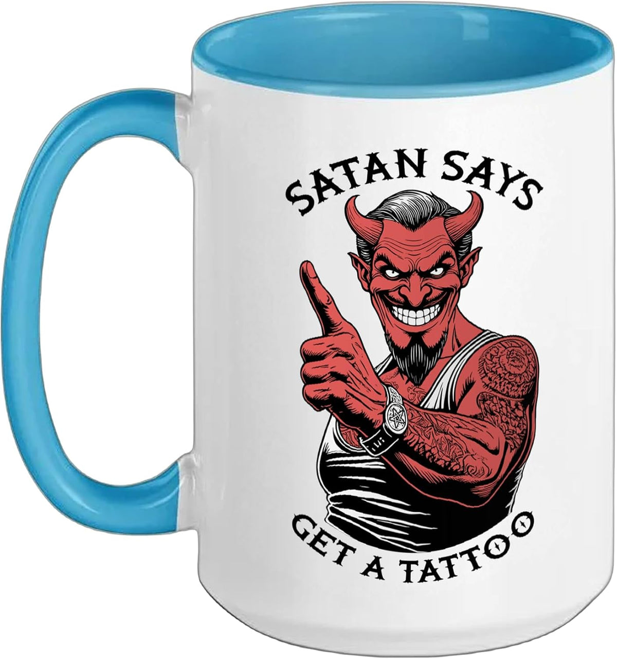 Satan Says Get A Tattoo Funny Inked Devil Tattooist Ceramic Mug