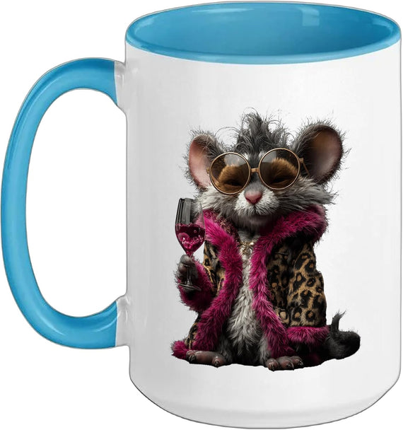 Stylish Mouse Portrait Animal Lover Graphic Oversized Pink Ceramic Mug