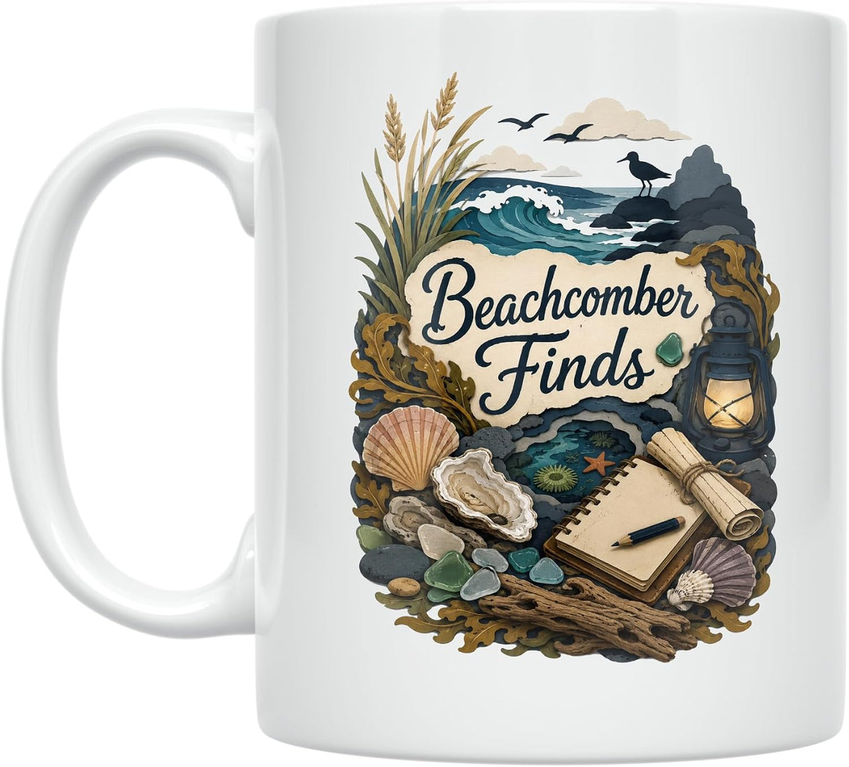 Beachcomber Finds Mug - Original Silhouette Design - Ceramic Mug