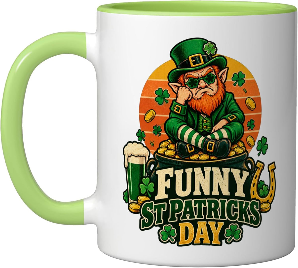 Retro Grumpy Leprechaun Funny St Patricks Day Ceramic Mug