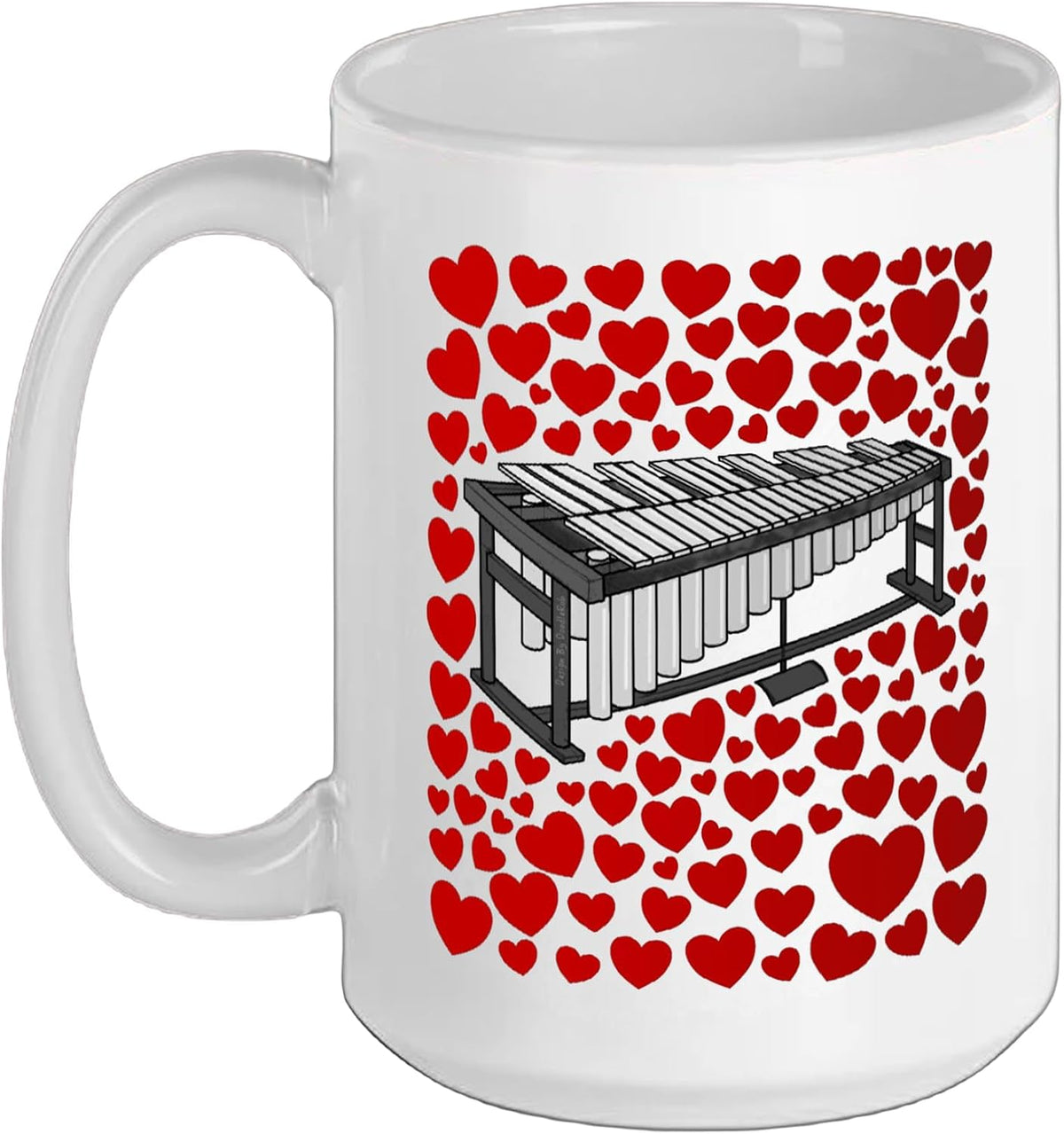 Vibraphone With Hearts, Valentines Percussionist Wedding Ceramic Mug