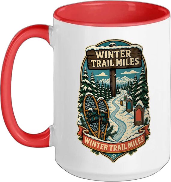Winter Trail Miles Snowshoe Hiking Route Ceramic Mug