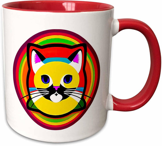Abstract Yellow Kitten. Modern Art Color Ceramic Mug